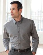 RH66 Men's mini-check non-iron button down shirt in grey